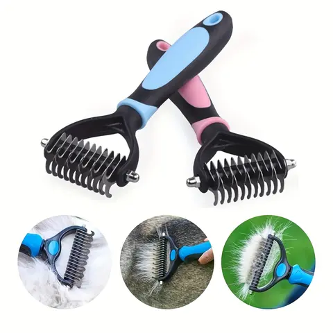 Pet Hair Combs Set of 2, Gentle Floating Comb, Ergonomic Handle, Durable Grooming Tool, Deshedding Tool, Suitable for All Fur Pets, Fur Removal Tool