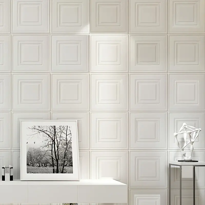80pcs Self-Adhesive Interior Walls & Ceiling Stickers, Waterproof Decorative Wallpaper, 13.78x13.78 Inches, Ideal for Living Room, Kitchen, Furniture