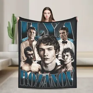 Heated Flannel Custom Photo Throw Blanket - Warm, Soft Winter Bedding Bedspread with Connor Storrie Rozanov & Ilya Rozanov Movie Rivalry Design, Custom Photo Blanket