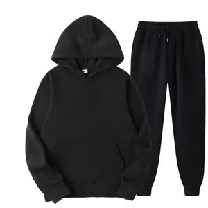 Spring Fall 2 Piece Tracksuit - Men's Solid Color Hooded Athletic Casual Sweatshirt
