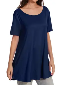 Women’s Plus Size Short Sleeve Casual Summer Round Neck Tunic Tops for Leggings