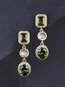 Iced Chics 1 Pair Hip-hop Green Synthetic Zircon Stud Earrings, Earrings and Jewelry, Suitable for Daily Wear, Dates, Valentine's Day, The Best Gift for Your Partner, Trendy Earrings
