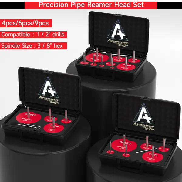 Mechanical Cutting Tool Set - Professional Plastic Pipe Reamer Kit for 1/2" Drills, High-Precision Alloy Cutters for PVC CPVC ABS Pipes Includes Sturdy Case