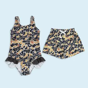 Camo design kids boy summer swim trunks