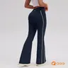 OQQ Women's High Waist Flare Yoga Leggings with Pockets - Midsection-Smoothing Activewear for Yoga, Gym Workout Apparel, Comfy Athletic Bottoms, All-Season Side-Stripe Casual Pants, Back-to-School Outfits
