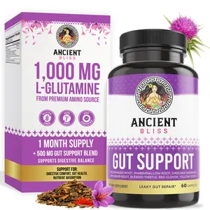 Ancient Bliss Gut Support - Leaky Gut Repair 60 Capsules with L-Glutamine & Proprietary Herbal Blend for Digestive Health & Immune Balance