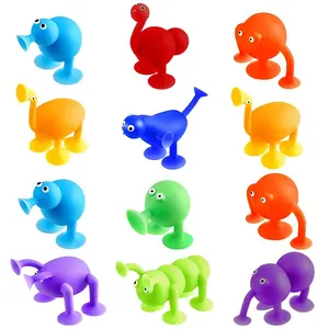 Baby Bath Toy (12pcs), Cute Cartoon Animal Shaped Bath Toy, Sensory Toy, Window Suction Cup Toy, Play