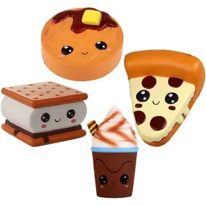 4 Pcs Squishies Smore Waffle Cake Pizza Coffee Cup Kawaii Scented Soft Slow Rising Squeeze Stress Relief Kids Toy