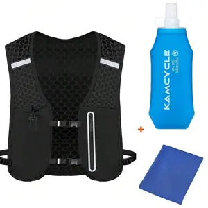 Running Vest with 500ML Soft Flask and cooling towel for Women Men,Lightweight Reflective Hydration Vest Pack , Breathable Functional Running Vest, Camel Hydration Backpack Water Backpack for Trail Running, Cycling, Hiking & Marathons