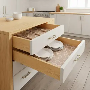 Waterproof Non-Stick Drawer Liners, Durable Eva Material, Easy to Cut, Modern Lantern Pattern Shelf Pads for Kitchen Cabinets & Refrigerators