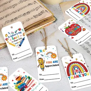 50pcs Teacher Appreciation Name Gift Tags with Hemp Rope, Thank You Teacher Hanging Labels, Personalized Labels for Gift Wrapping & Party Favor Decor, Perfect for Graduation, Teacher's Day, Birthday & More