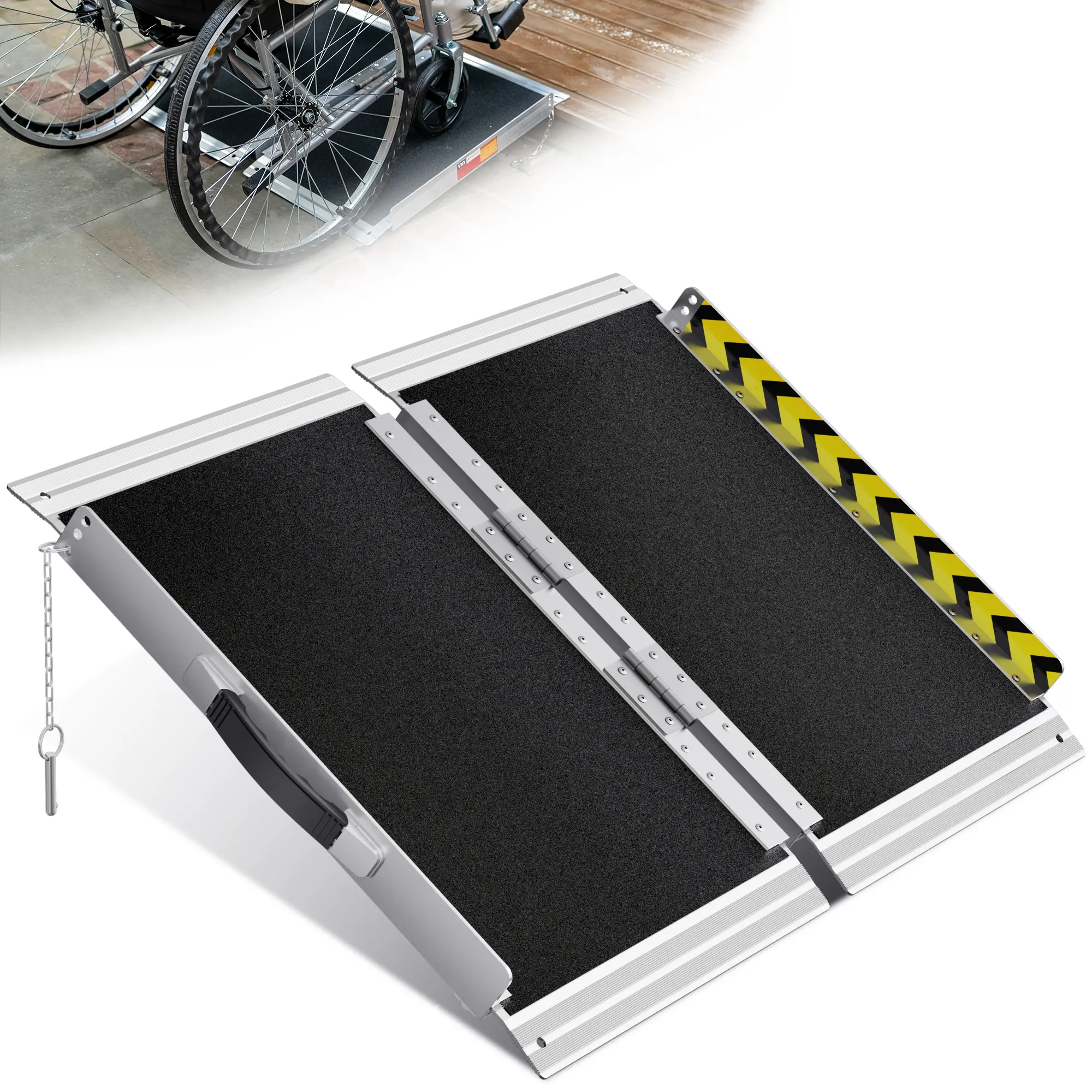 Portable 2FT Wheelchair Ramp – Non-Slip Aluminum Folding Ramp for Steps, Doorways & Curbs | Lightweight Handicap Access Ramp for Home & Outdoor Use