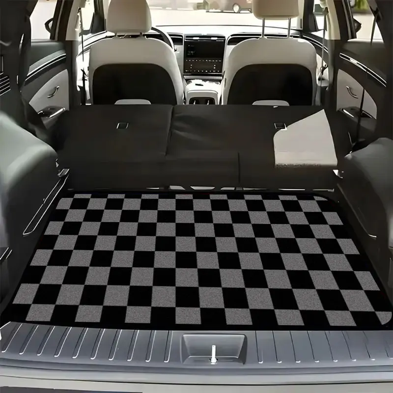 Sturdy Trunk Liner, Car Trunk Mat, Universal Compatibility, Black And Gray Checker Design - Fits Most Vehicles, Long-Lasting Auto Accessory, Car Interior Accessory, Great for Vehicle Protection And Versatile Use, Excellent Gift for Christmas