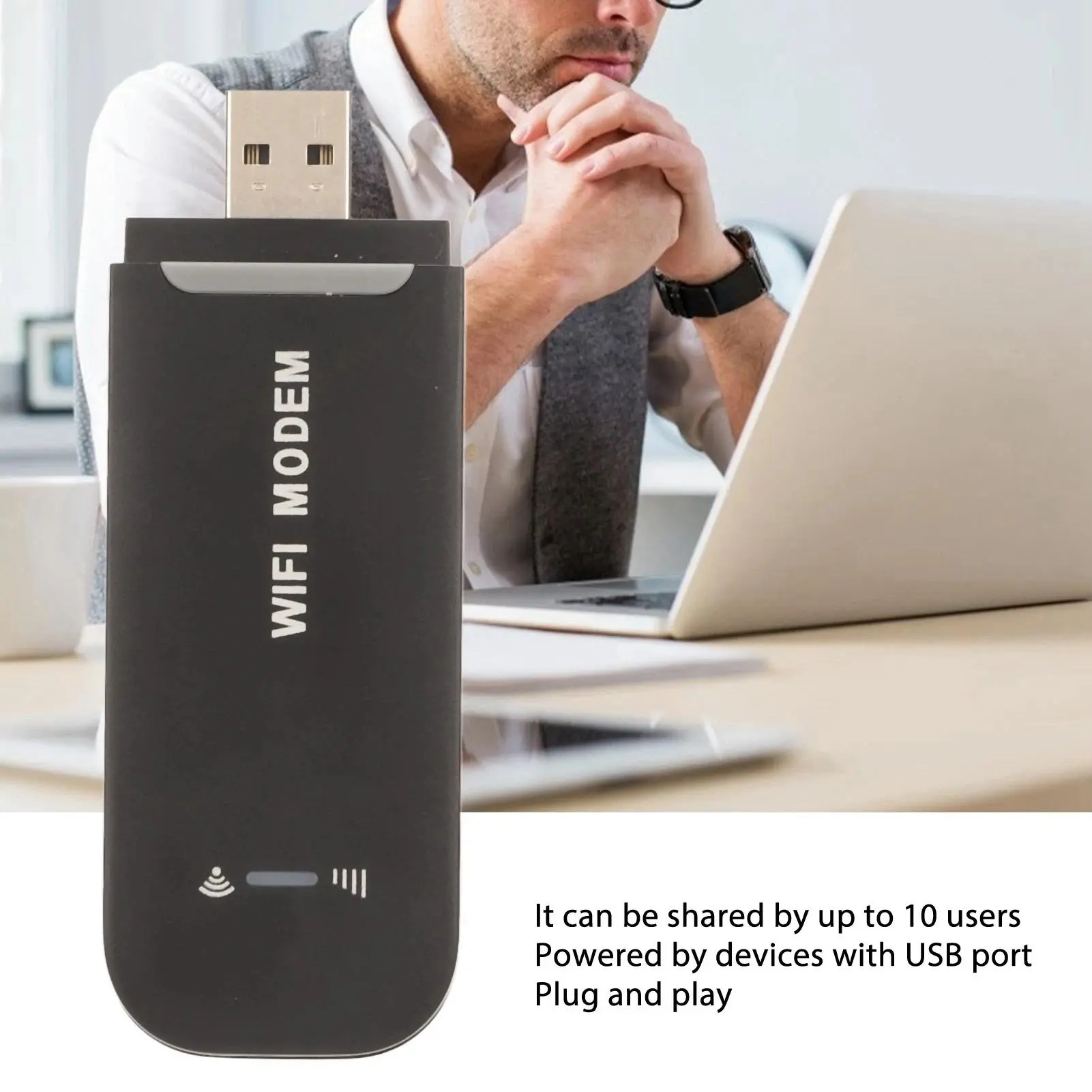 Device, Dongle,4G LTE Pocket Wi-Fi Router, Black, Micro SIM Card Compatible, USB Plug-and-Play, Stable Easy Connection, Supports Up to 10 Users for Phones & PCs Portable Mobile Hotspot