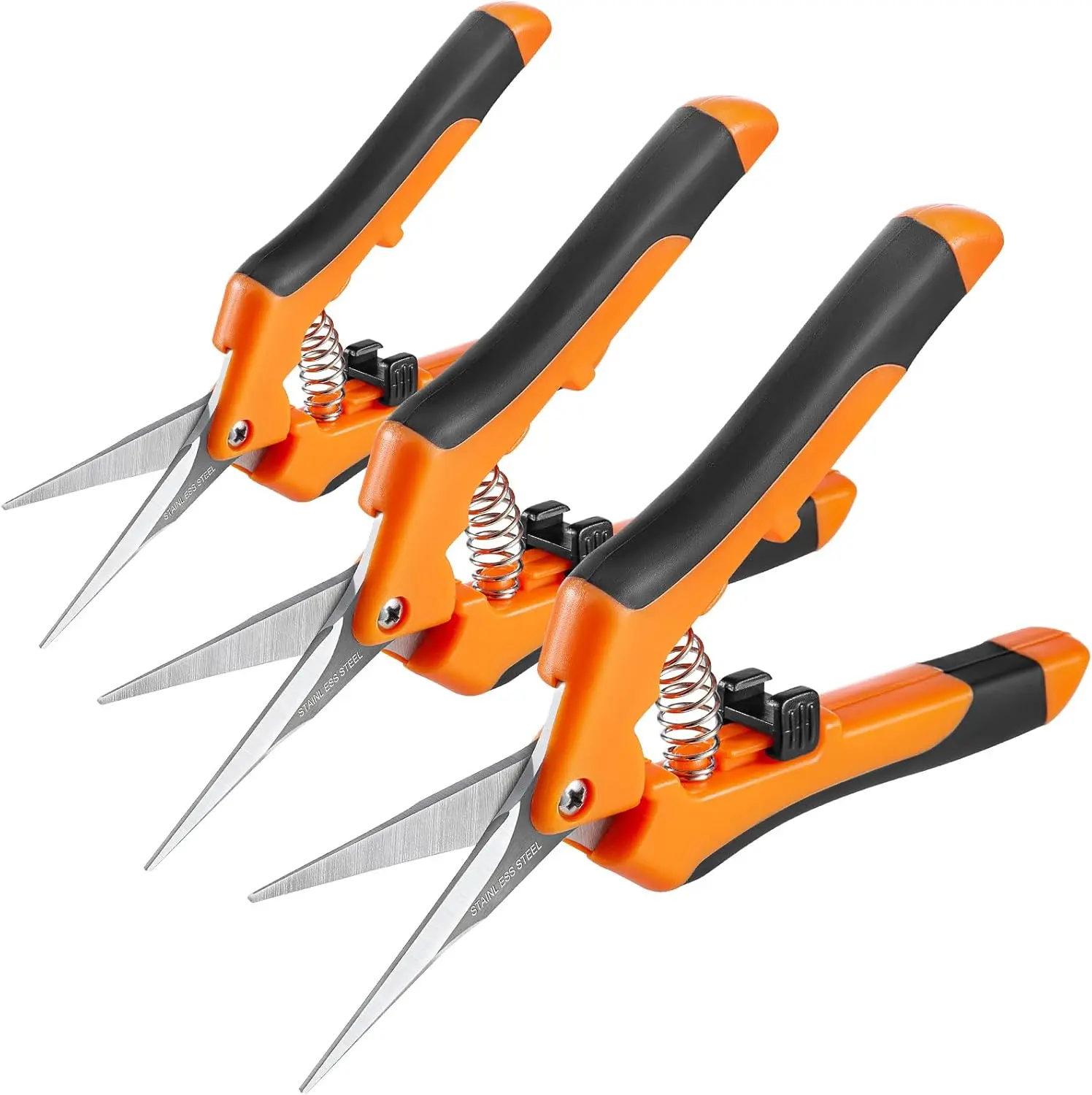 GROWNEER 3-Pack 6.5-Inch Pruning Shears, Stainless Steel Gardening Scissors, Precision Hand Pruning Snips for Flowers, Herbs & Plants