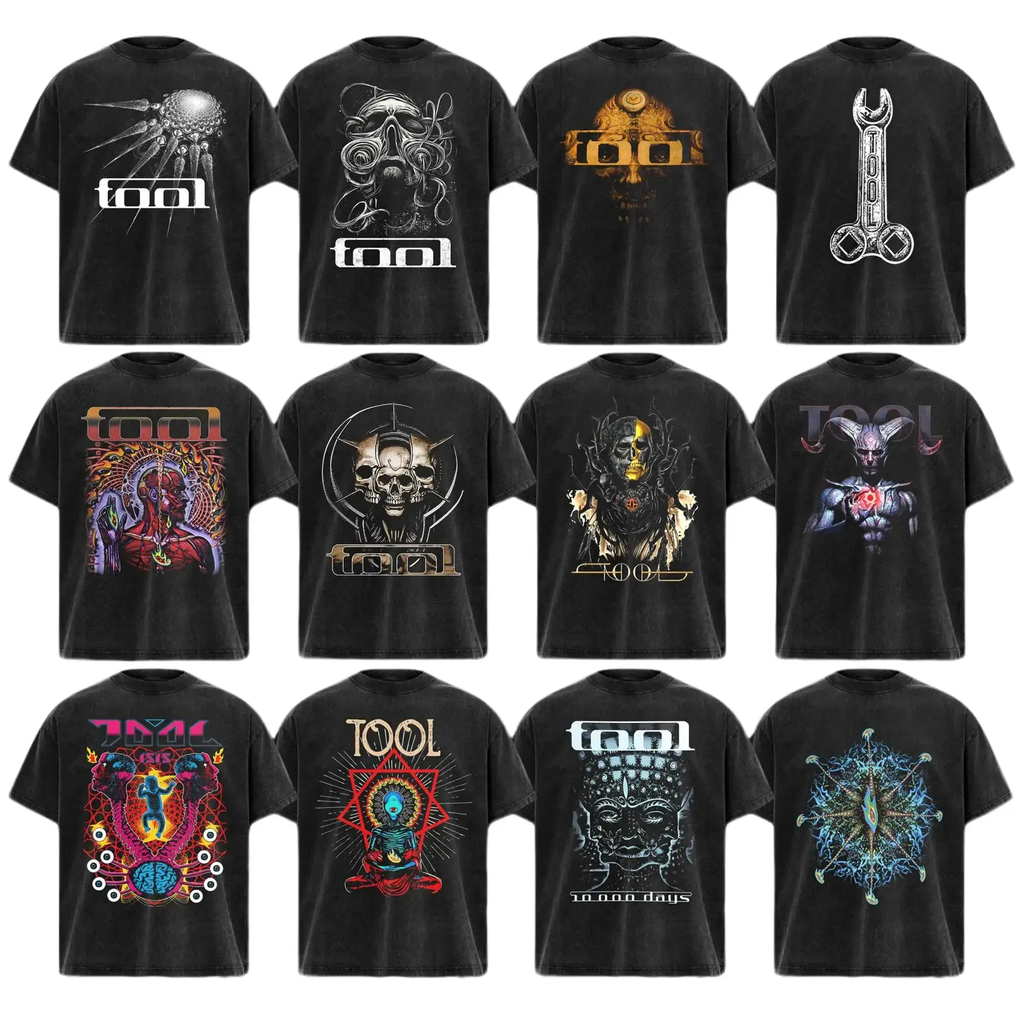[Collection] Men's Tool band Lateralus Heavy Metal Band Short-Sleeve Washde Tee, Fitted Casual Piece, 90s Vintage Grunge Vibe Graphic Tee, Rock Tour Alternative Merch Streetwear Menswear