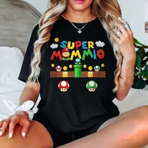 Super Mummio T-Shirt, Retro Mario Gaming Mother's Day T Shirt, Mom Mummy Women's Birthday Best Gift for Moms Top