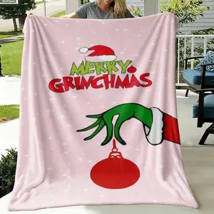 Comfortable Christmas Grinch Design Blanket, Flannel Throw for Holiday Gifts, Soft and Skin-Friendly, Perfect for Home Use