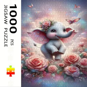 1000 Piece Elephant Butterfly Puzzle, Large Adult Family Interactive Toy, DIY Home Decor Brain Challenge, Holiday Scene, Perfect Gift