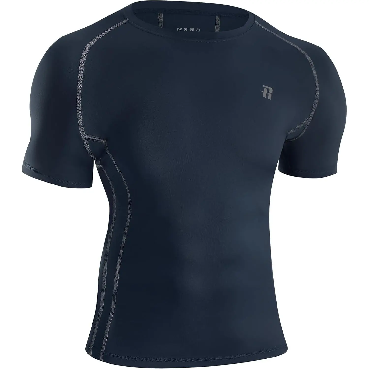 Male Short Sleeve Lightweight Compression Shirts, Quick-Dry Athletic Base Layer for Soccer, Hiking, Squats, Universal, Snug Stretch, Polyester Mix
