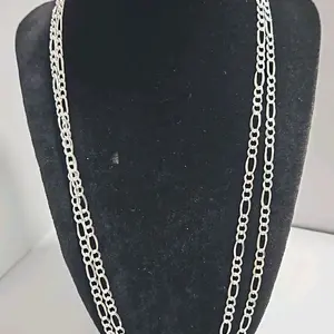 Italian Figaro Chain Necklace corte brillo for Men and Women
