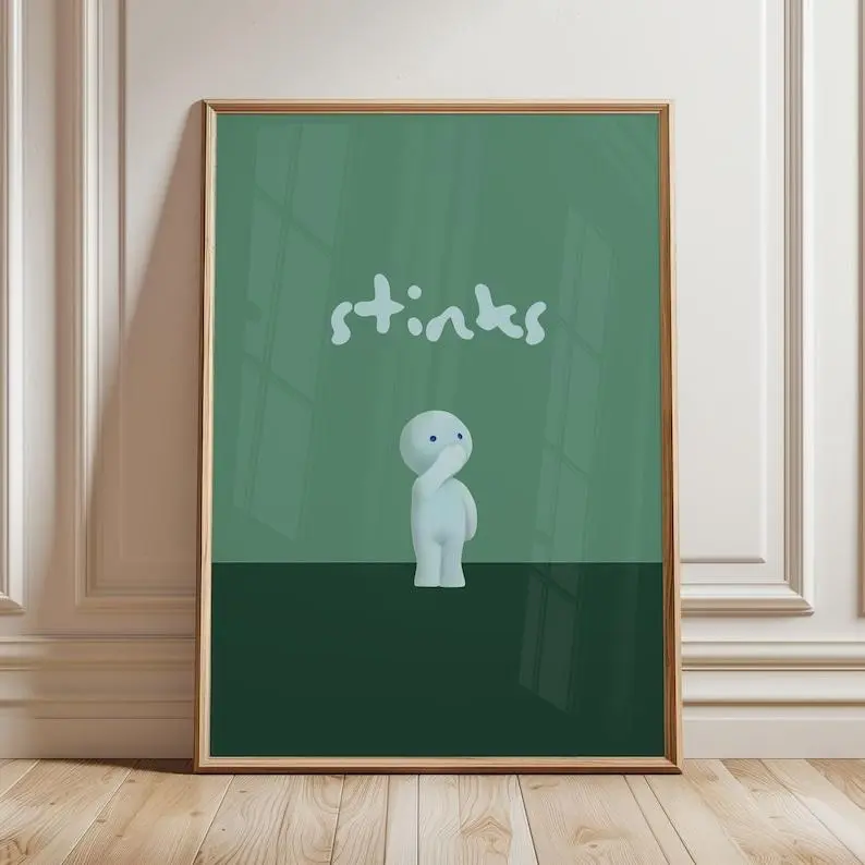 Smiski Smelly Poster, Smiski Wall Art, Funny Toilet Art,No frame