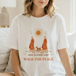 Walking Monks Graphic Tee, Aloka Walk for Peace Monk Shirt, Buddhist Monk Graphic Tee, Mindfulness Compassion Gift