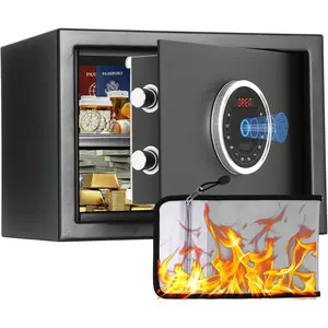 Biometric Safe 1.0 Cubic  Auto-Open Fingerprint Safe with Backlit Keypad Triple   Wall Mount Lock Box for  & Valuables