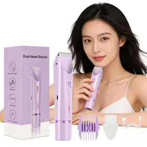 Rechargeable Electric Razor Mini Women Bikini Trimmer, Body Hair Remover, Dual Head Electric Depilator, Portable and Efficient, USB Rechargeable Trimmer
