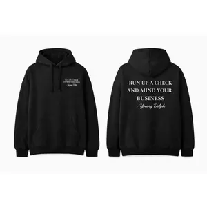Young Dolph Run Up A Check And Mind Your Business Hoodie Unisex Black Hoodie With White Graphics