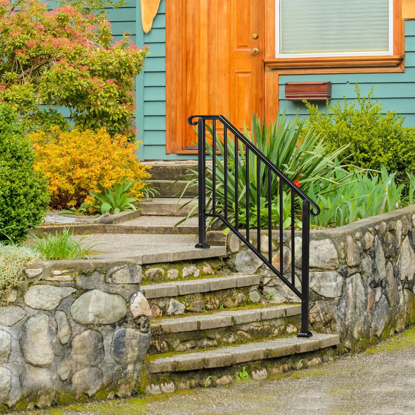【Summervibes】Artisasset Matte Black Outdoor 3 Level Iron Handrail