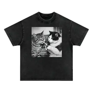 Retro Funny Cat T-shirt,Funny Vintage Graphic Tee,Unisex Funny Shirt,Gift For Men Women,Menswear Womenswear Streetwear Cotton Fit Tshirt, Oversize Unisex Suitable For Daily Wear With Short Sleeves,Comfortable Washable T-shirt Suitable for all Seasons
