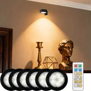 1/3/6pcs LED Three Color Wireless Battery Powered Picture Light with Remote, Magnetic Installation, Portable Night Light for Home Decor, Nightlight For Bedroom