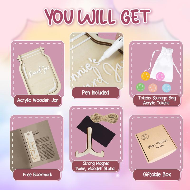 Magnetic Reward Jar with 45 Tokens 9" Wooden Jar for Kids & Teachers Self-discipline Reward Jar for Kids DIY Name Chart Included Perfect for Potty Training & Classroom Behavior Tracking Home Decor Magnetic Reward Jar with 45 Tokens 9" Wooden Jar for Kids & Teachers Self-discipline Reward Jar for Kids DIY Name Chart Included Perfect for Potty Training & Classroom Behavior Tracking Home Decor