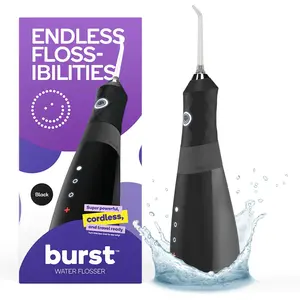 BURST Water Flosser for Teeth Cleaning – Cordless Water Flosser Picks for Plaque Removal Between Teeth, Braces & Dental Work – Electric & Portable Water Floss – Refillable 110mL Tank, 3 Modes