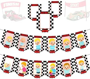 LaVenty Racing Car First Birthday Banner, Fast One Party Decoration Photo Banner