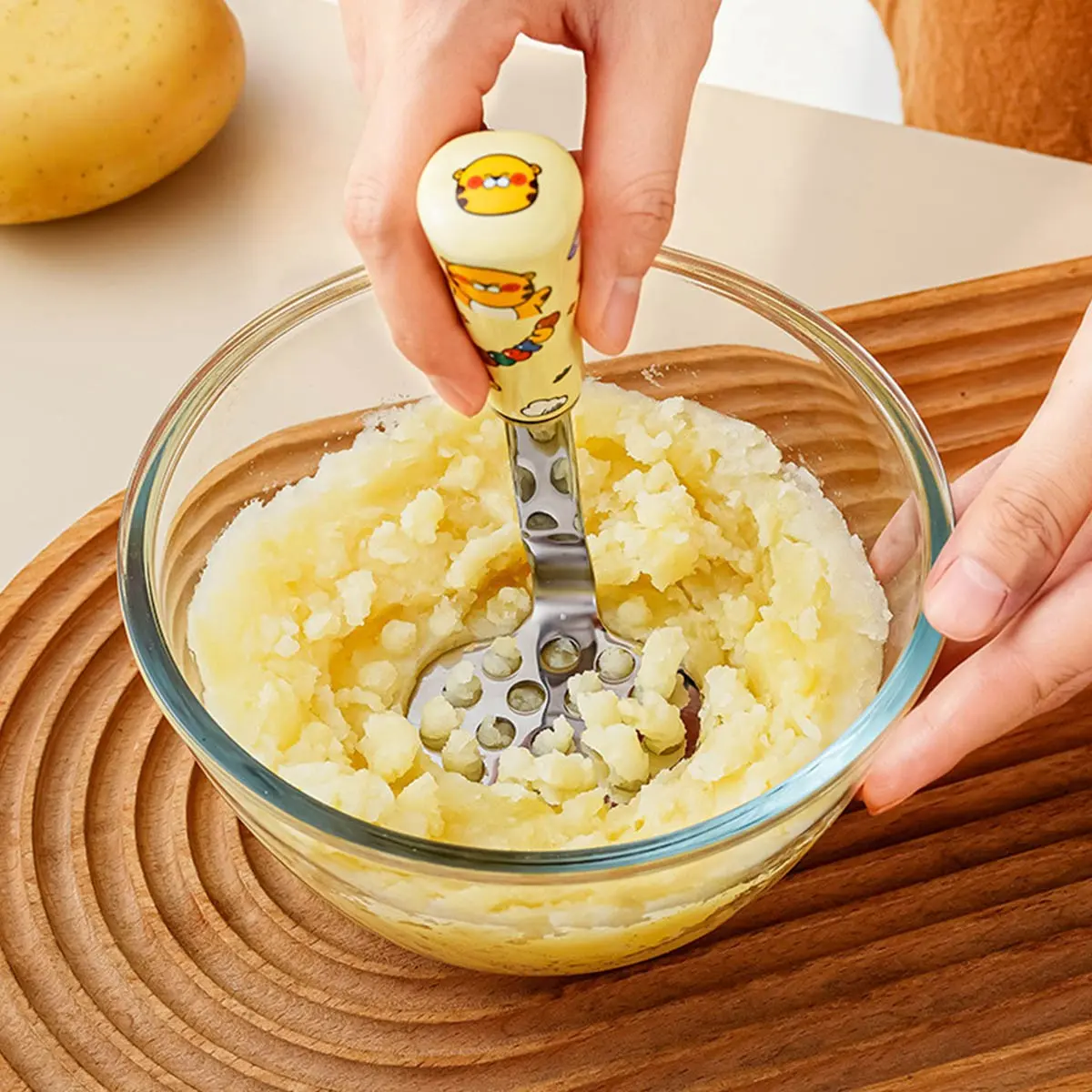 Stainless Steel Mini Masher For Avocados, Potatoes and More Ceramic Handle