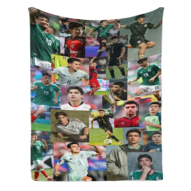 Gilberto Mora Mexico Photo Collage Print Flannel Blanket Sports Jersey Graphic Design Cozy Soft Throw For Bed Sofa Adults Game Room Aesthetic Room Styling Fan Merchandise Unique Holiday Gift