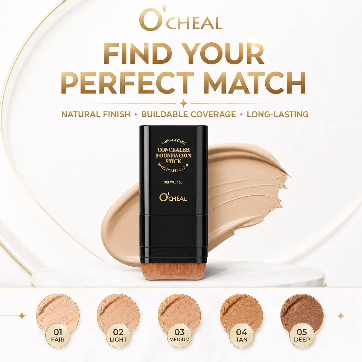 Dual-Ended Erase Foundation Stick, Lightweight Daily Beauty Makeup, Multi-use Concealer & Highlighter, Cover Acne Marks, Nose Contouring, Suitable For All Skin Types