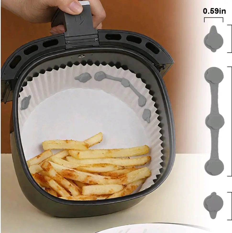 FT Hita 12pcs Air fryer magnet silicone Buckle set flower shape magnet for fixed parchment high-Temperature Redistant prevent shifting& burning (Grey)