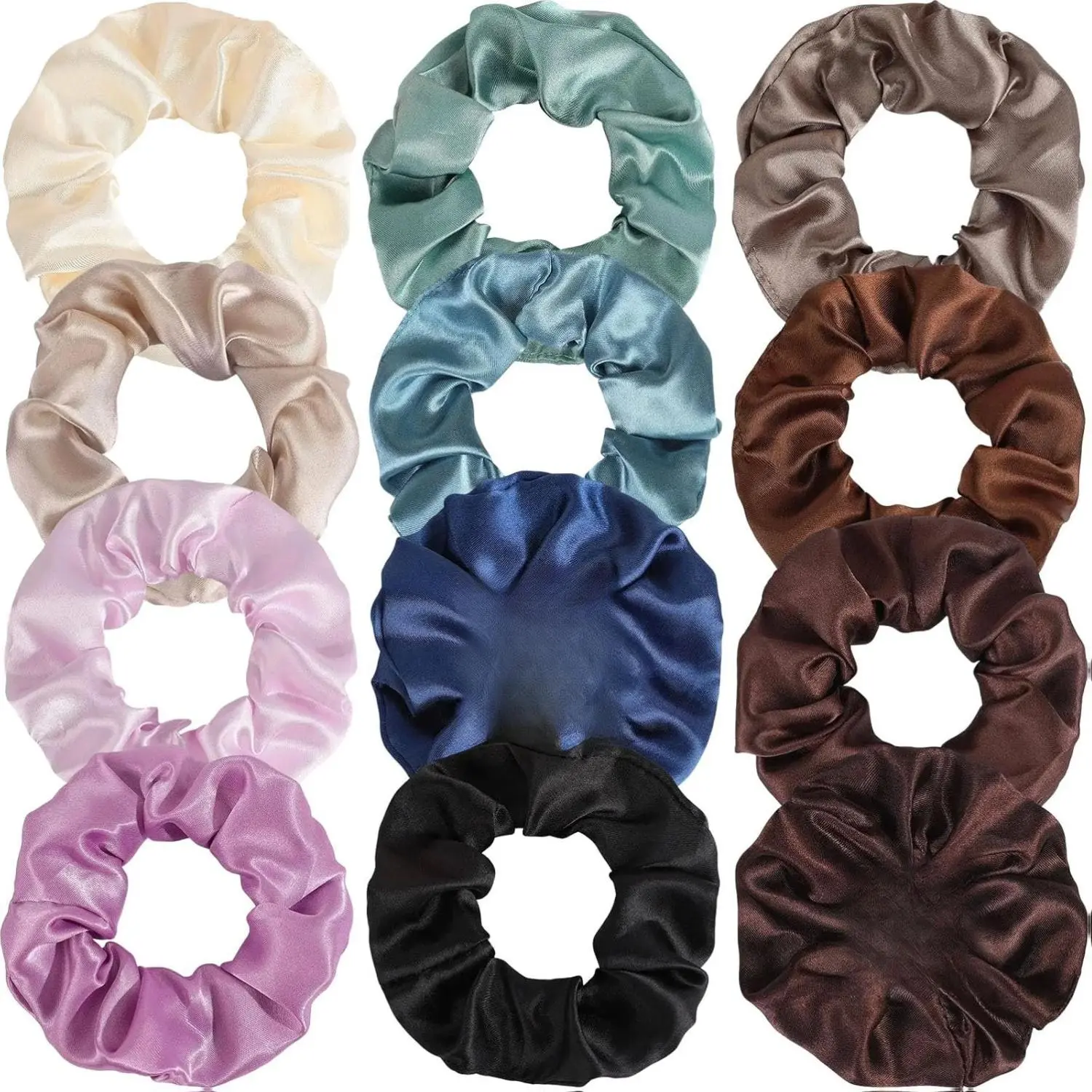 12 Pcs Soft Hair Ties for Women Girls Thick Elastic Ponytail Holders Assorted Colors Hair Bands Wrist Bracelets Luxurious Hair Accessories