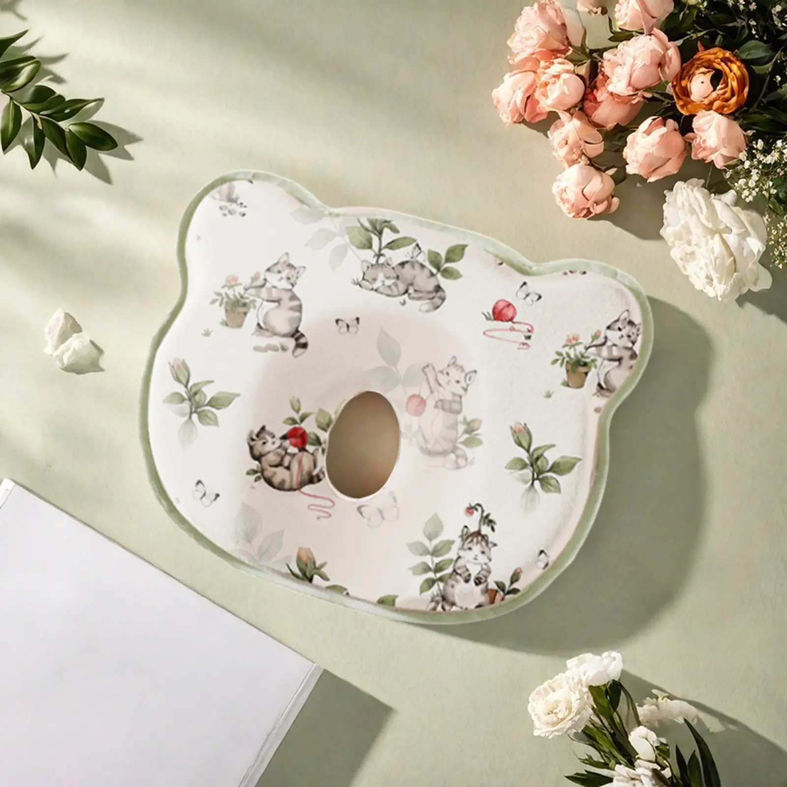 Baby soft Head Neck Support Pillow, Rabbit Deer Cat Pattern Neck Pillow, Baby Travel Pillow for Stroller Neck Support for Newborn