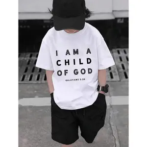 1pc Boys' Christian T-Shirt - I Am a of God & Galatians 3:26 Bible Verse Print - with Lettering - Soft Everyday Church Outfit - Easter Sunday School - Kids Religious Apparel Ages 3-13 Years