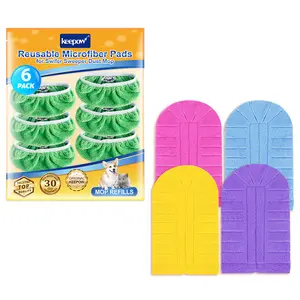 KEEPOW Reusable Green Cotton Pads For All 10 Inches Flat Mop+Duster Refill Compatible with Swiffer 360 Degree Set