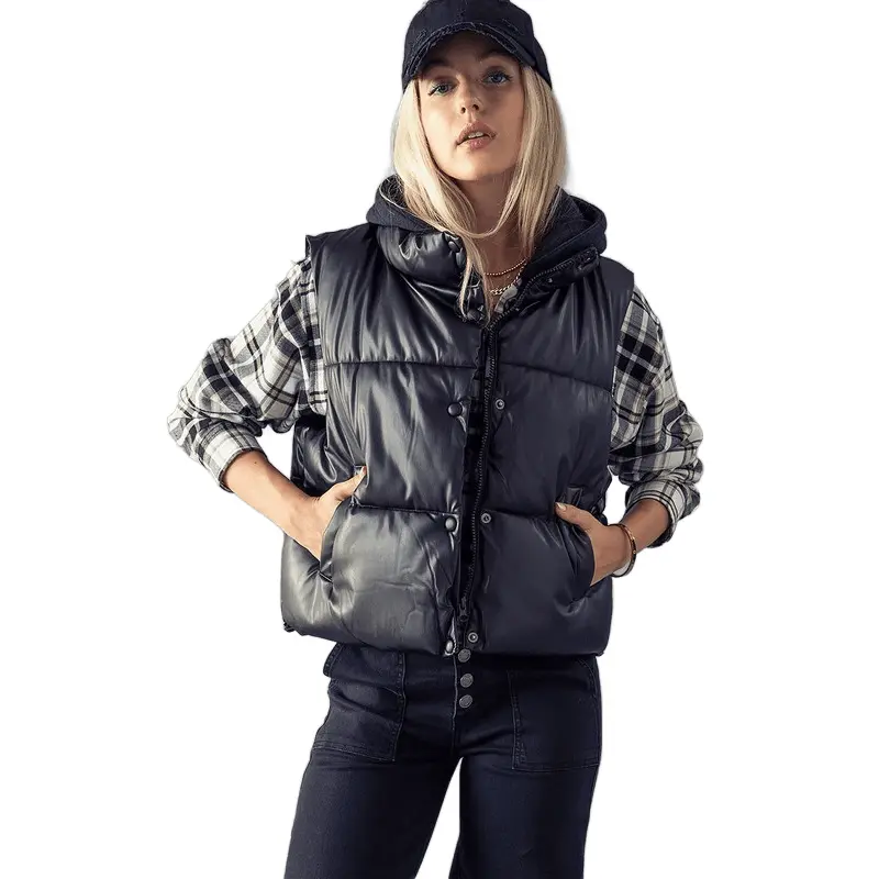 STAND COLLAR RELAXED CROPPED PUFFER VEST