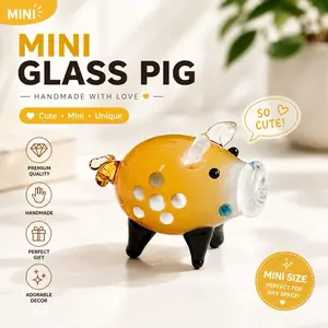 Mini Handmade Glass Pig Figurine