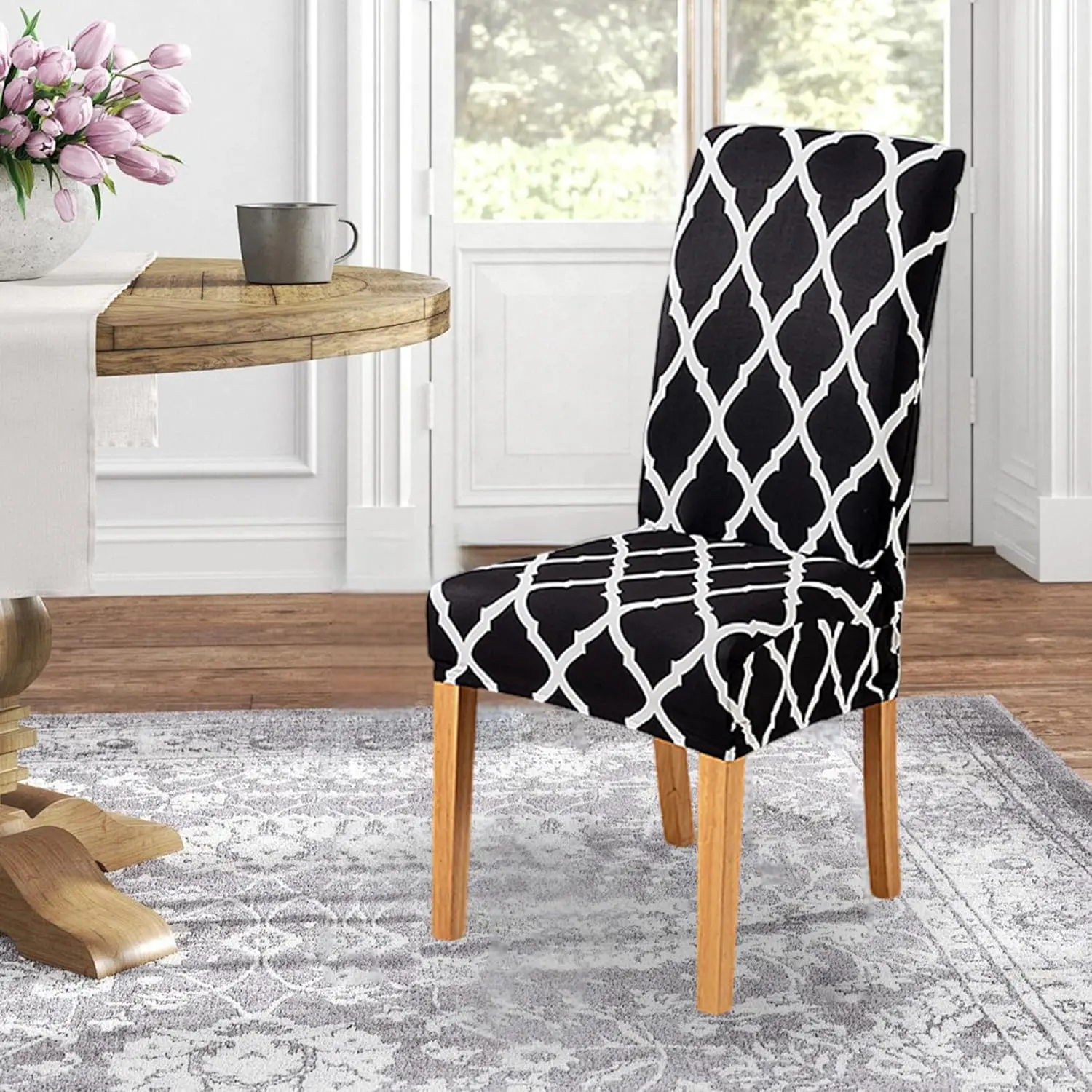 Dining Room Chair Covers Slipcovers Set of 4, Stretch Kitchen Chair Covers Washable Spandex Parsons Chair Slipcover, Removable Dining Seat Protector for Home or Party