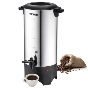 【Summervibes】VEVOR Commercial Coffee Urn,  65 Cups Stainless Steel Large Coffee Dispenser, 1500W 110V Electric Coffee Maker Urn For Quick Brewing, Hot Water Urn with Detachable Power Cord for Easy Cleaning, Silver
