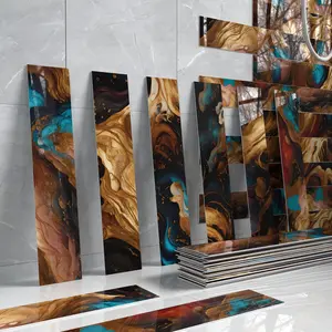 CFT Crystal Irregular Marble Series Stickers | PVC+PE Foam+Crystal Film | Stylish Rectangular Color-Rendered Style | Waterproof & Oil-Proof | Fits Kitchen/Bath/Floor/Ceiling/Tiles/Old Wood | Home Decor 12/24PCS