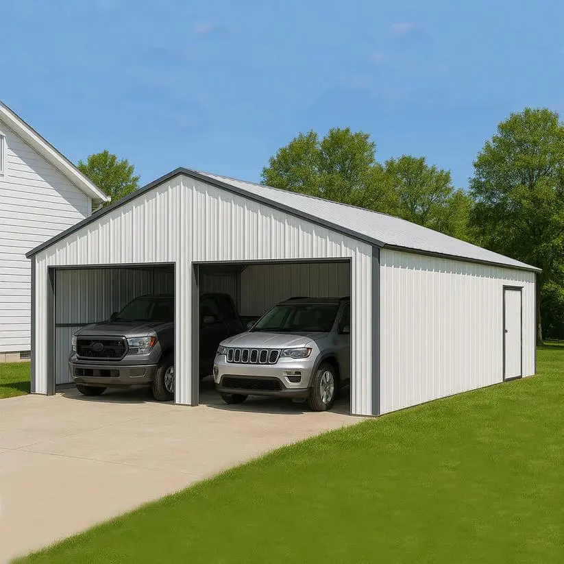 Large 25x33ft Double Garage Metal Shed with Side Entry Door - Heavy-Duty Outdoor Storage for Cars, Trucks, Equipment, Vehicles